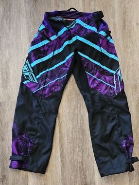 Women’s FLY racing Purple & Black Motocross Kinetic Pants with Teal Size 26